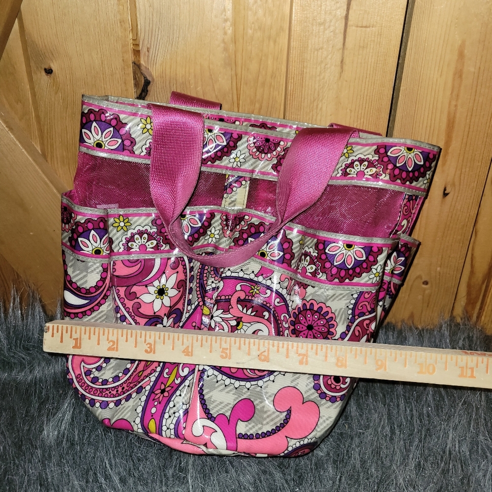 Vera Bradley Pink Paisley Meets Plaid  Shower Caddy /tote Retired - Picture 4 of 12